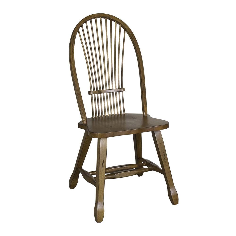 Oak High Back Slat Traditional Side Chair