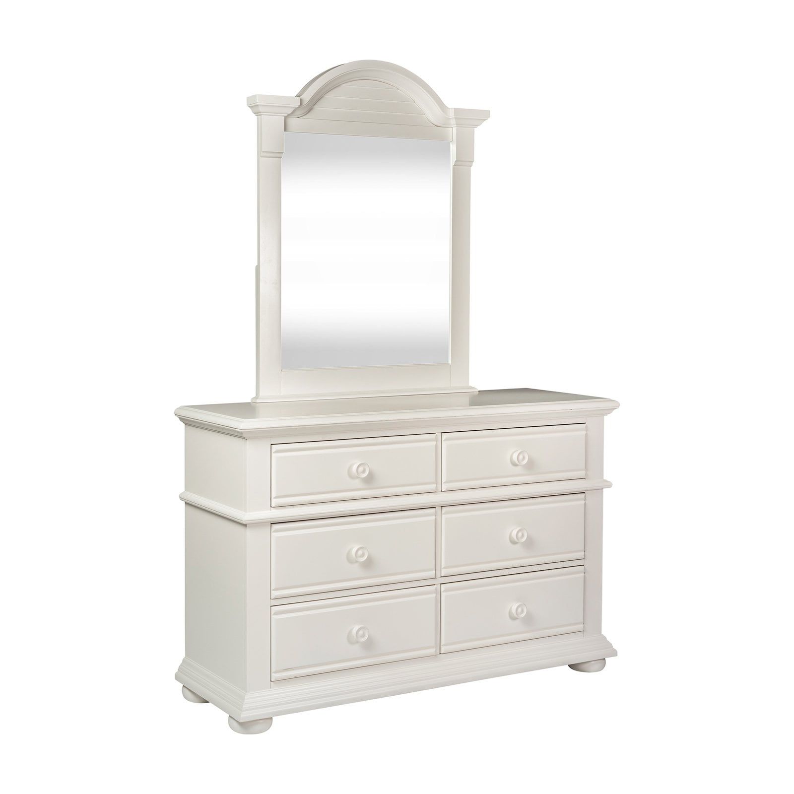 White Cottage Mirrored Dresser with Felt Lined Drawers