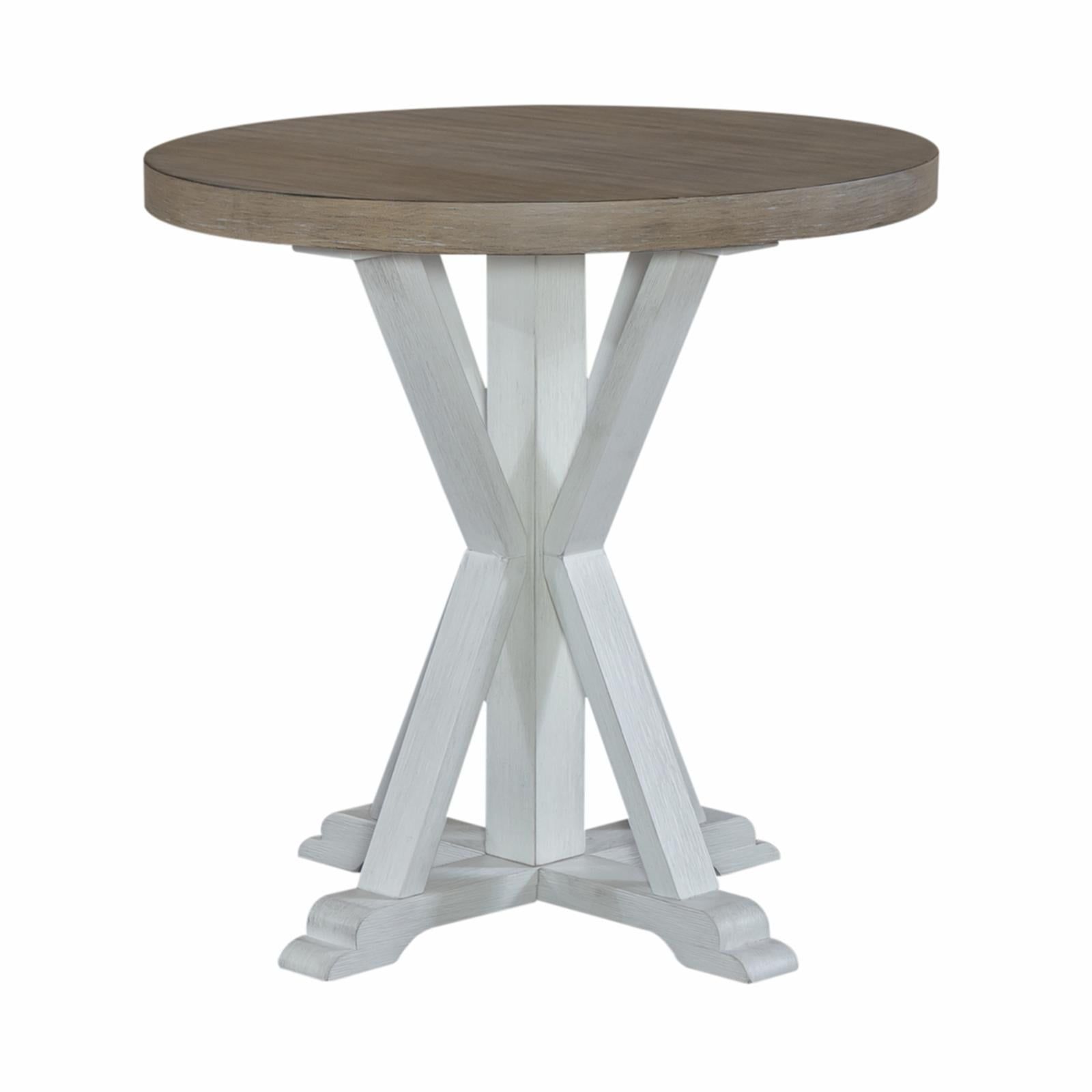 24'' Brown and White Round Wood End Table