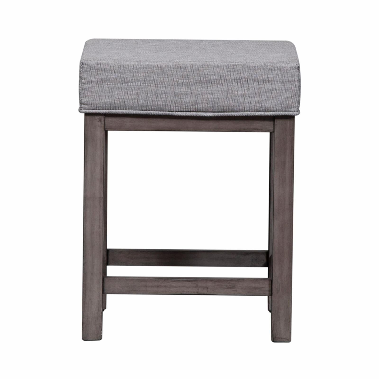 Gray Upholstered Backless Wood Counter Stool Set