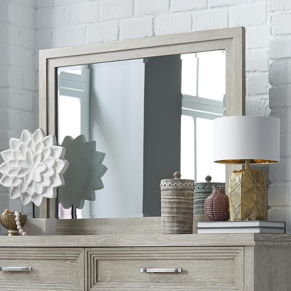 Cream Wood and Silver Square Landscape Mirror