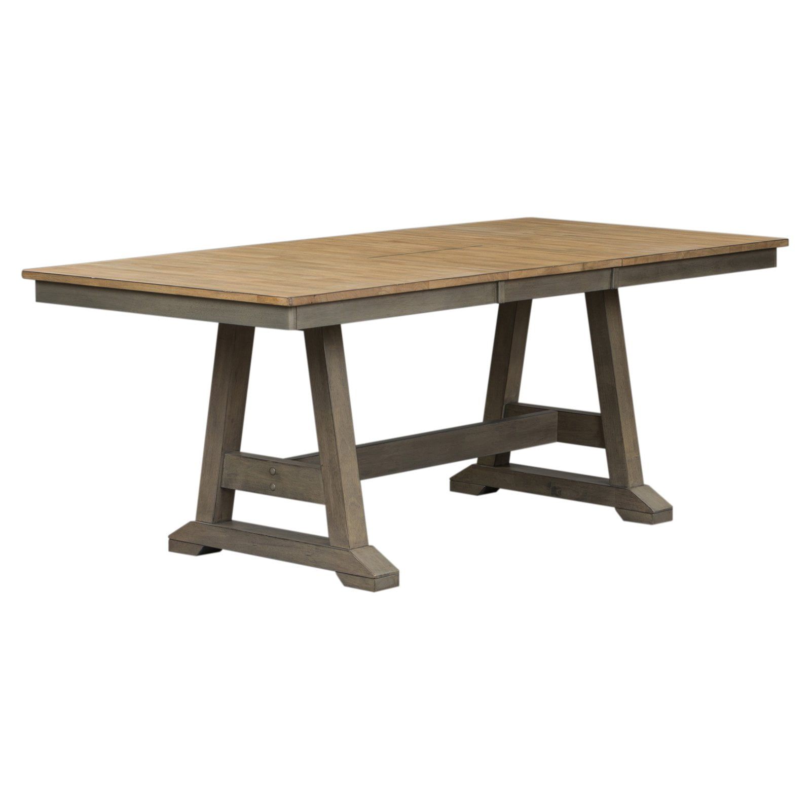 Rustic Gray-Brown Rubberwood 78'' Extendable Trestle Dining Table