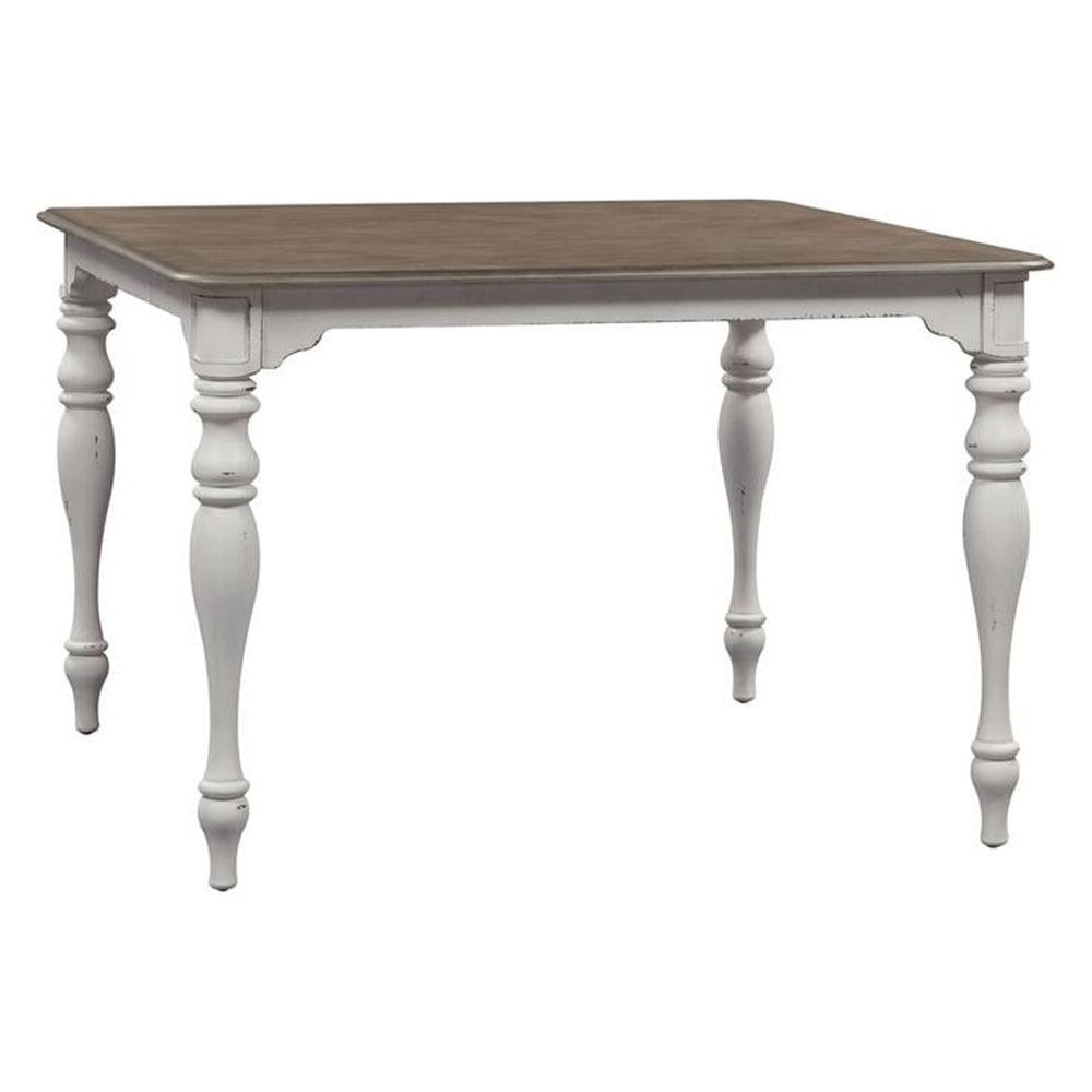 Cottage White and Brown Extendable Counter Height Table