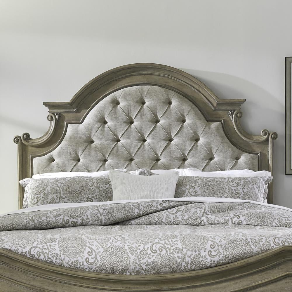 Weathered Bisque King Tufted Upholstered Wood Headboard