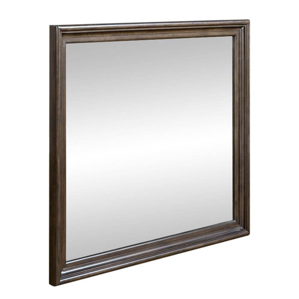 Traditional Brown Rectangular Beveled Wood Mirror