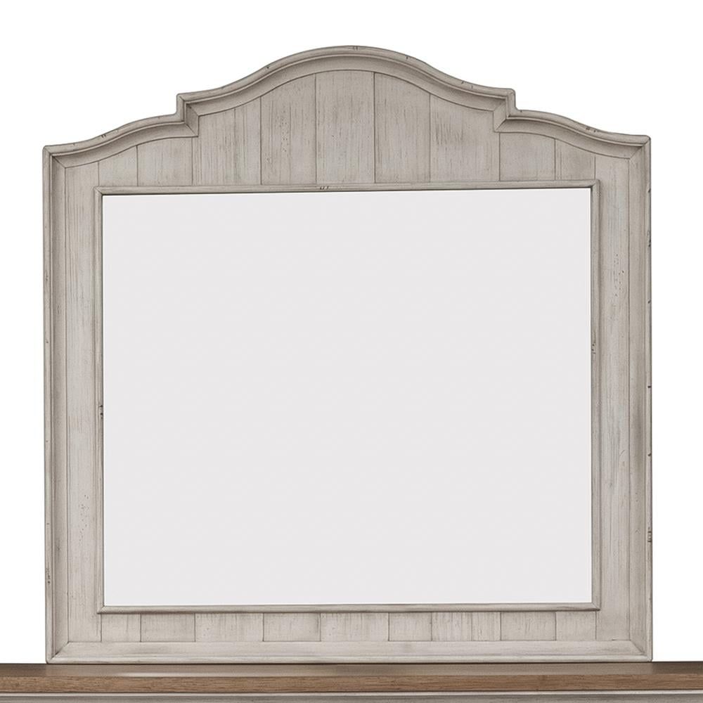 Farmhouse White Distressed Wood Transitional Mirror