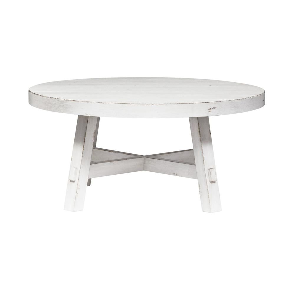 White Round Wood Cocktail Table with Storage