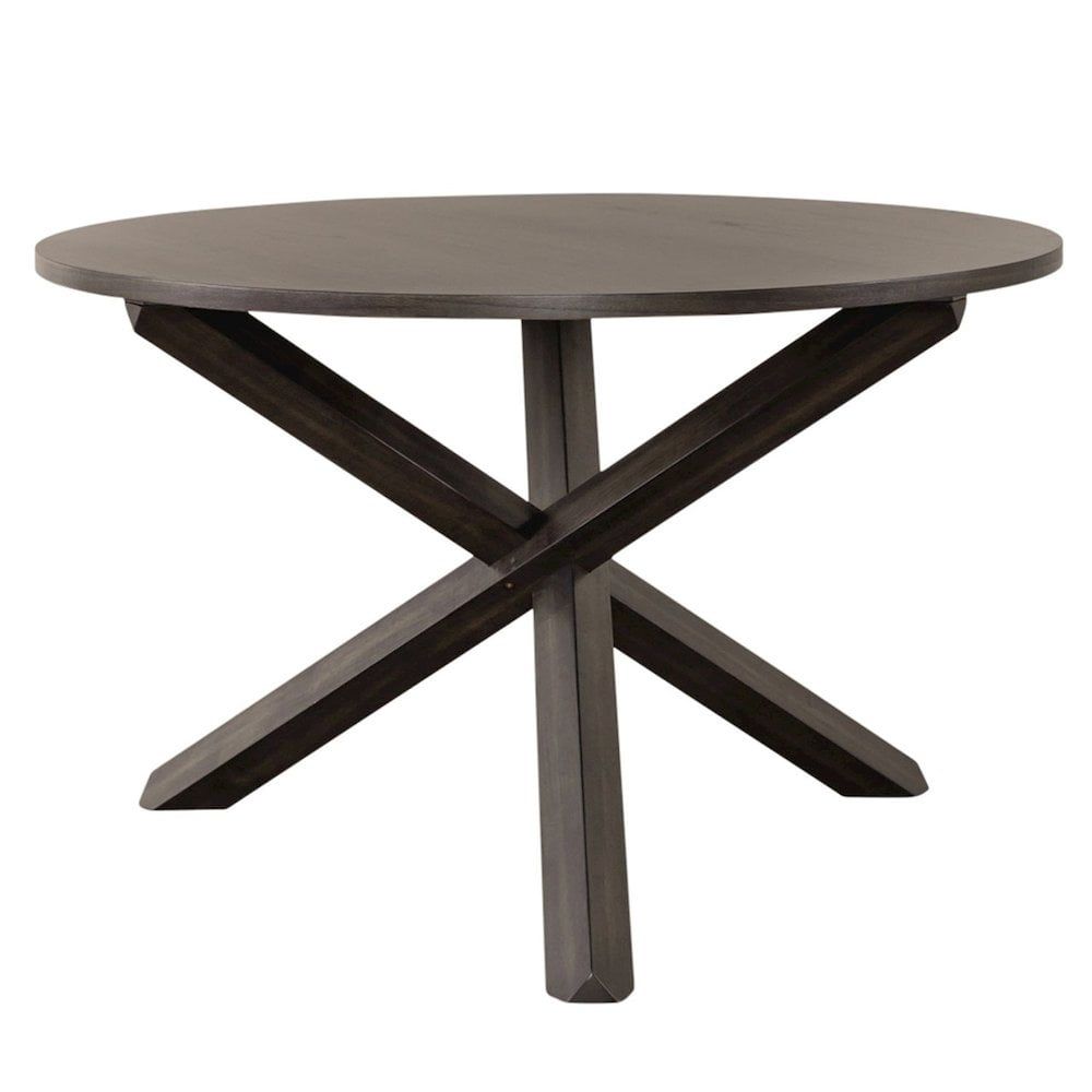 Dark Umber Brown Round Pedestal Dining Table