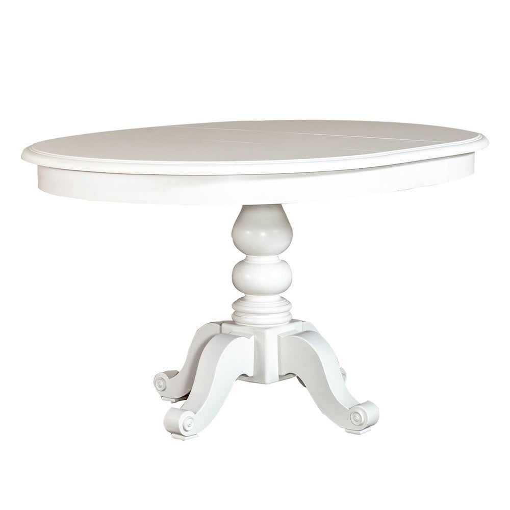 Oyster White Round Extendable Wood Dining Table