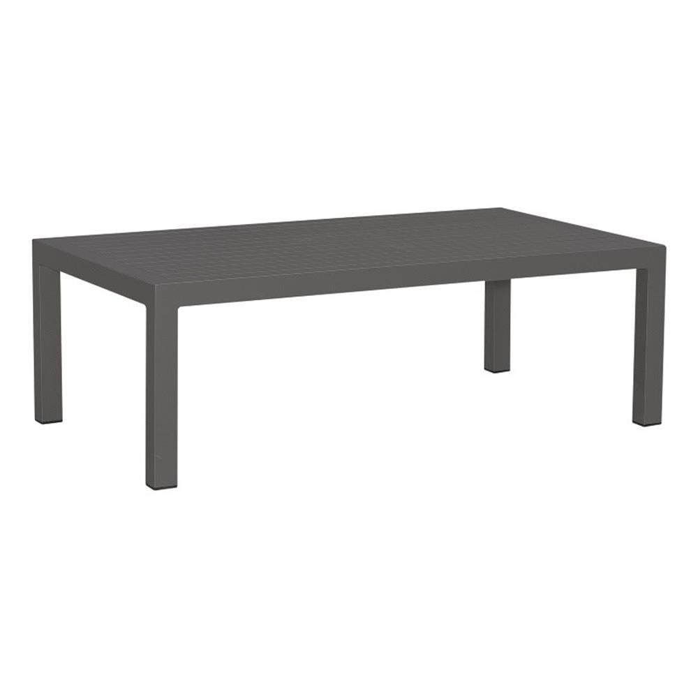 Gray Granite Aluminum Outdoor Cocktail Table with Slatted Top