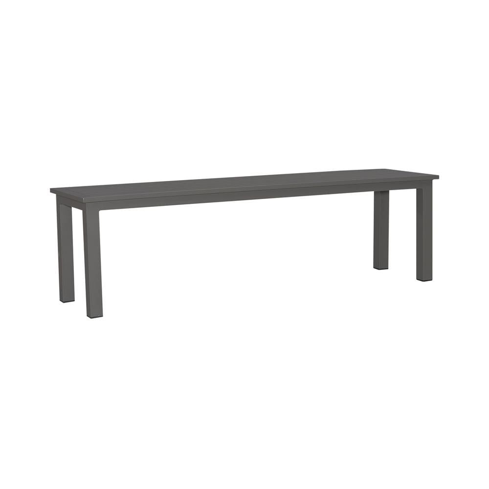 Granite Gray Aluminum Outdoor Dining Bench with Slatted Seat