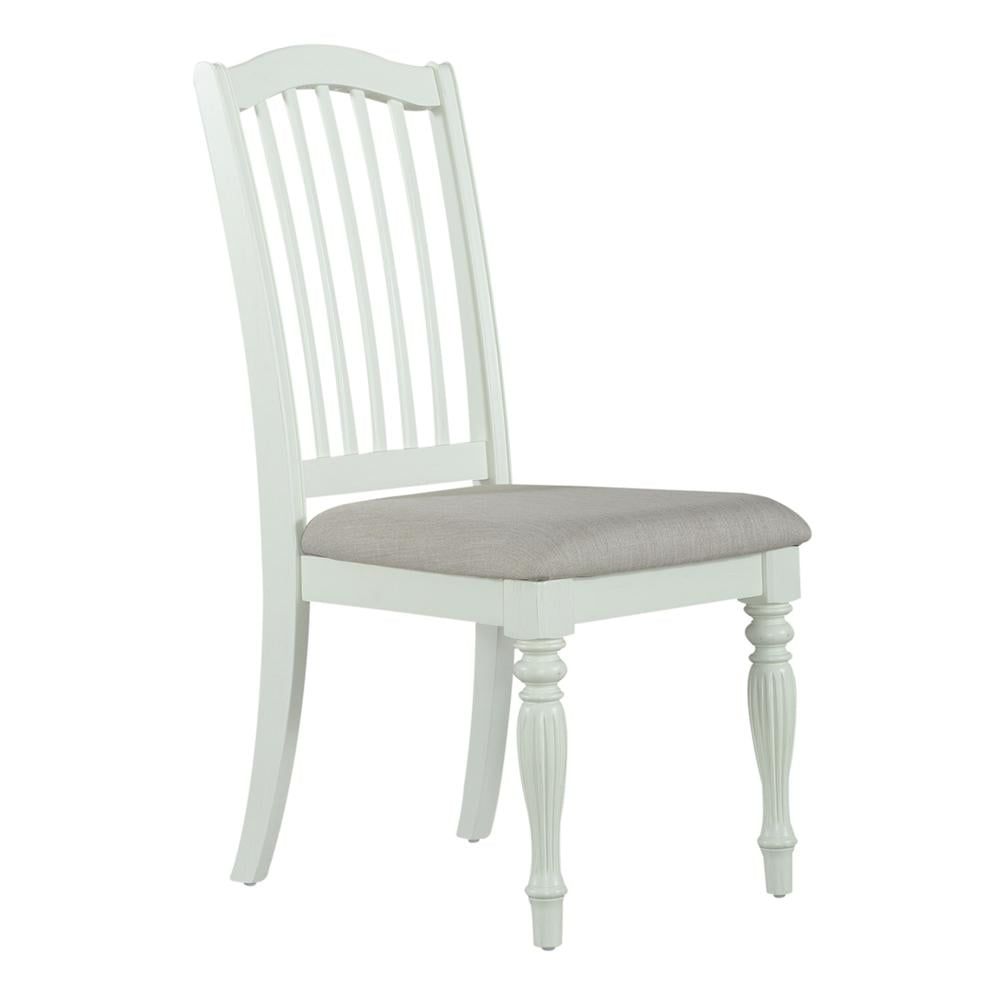 Buttermilk and Gray Linen Upholstered Farmhouse Side Chair