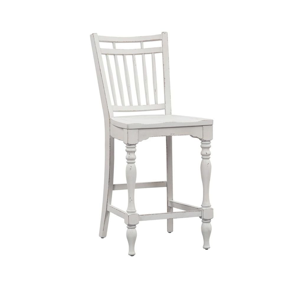 White Spindle Back Counter Chair with Turned Legs