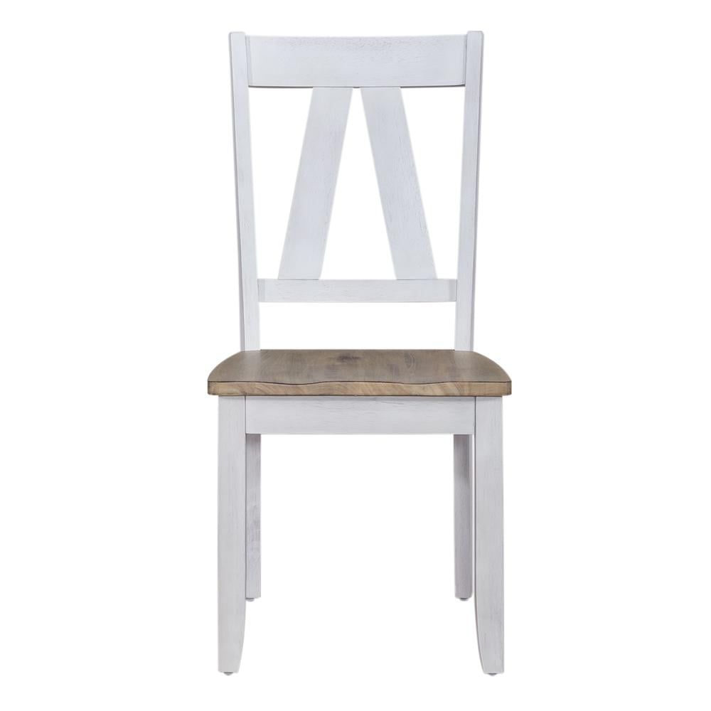 Weathered White Wood Side Chair, 22" x 18" x 38"