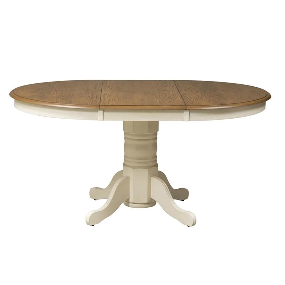 Farmhouse Extendable Round Wood and Glass Dining Table