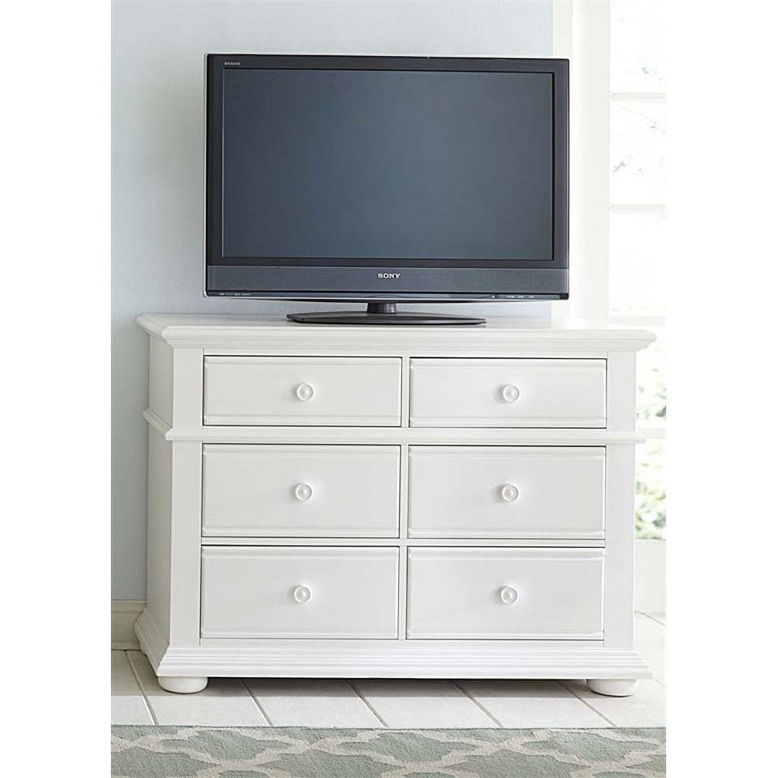 Oyster White 6-Drawer Media Chest with Cabinet