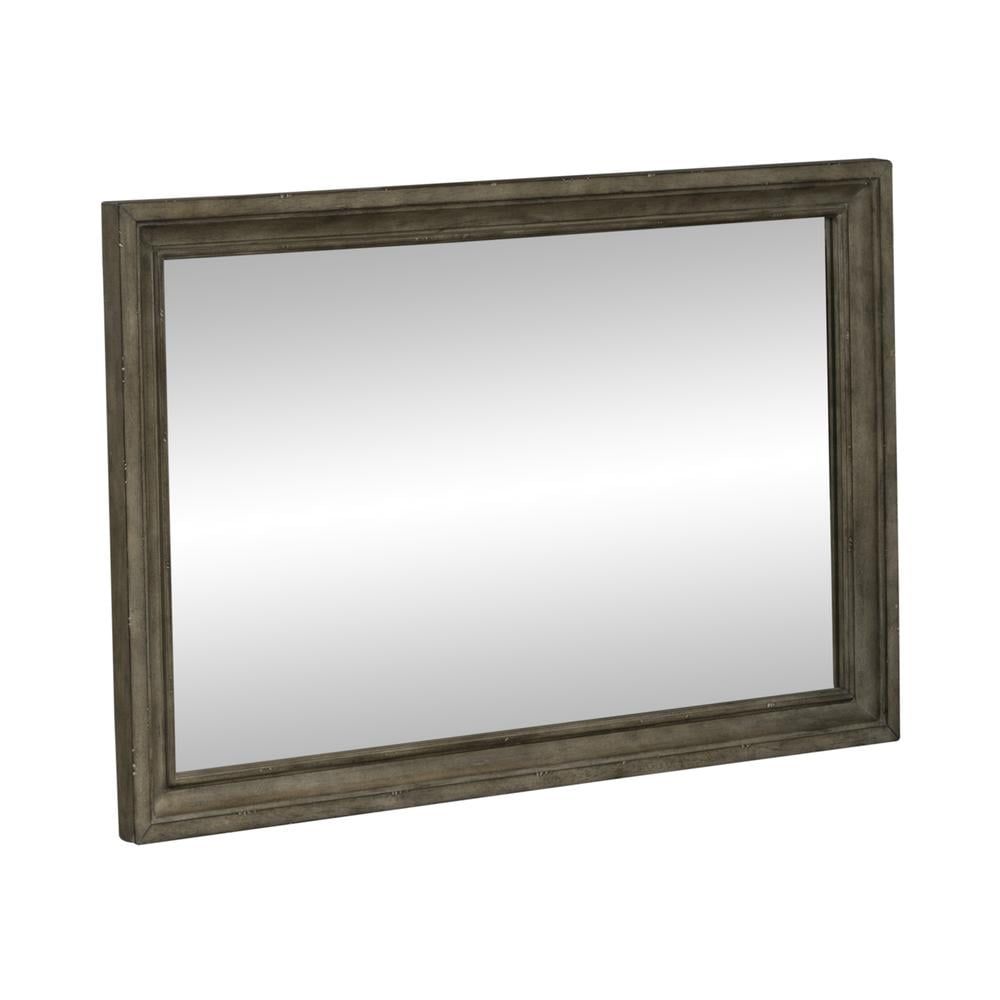 Traditional Brown Rectangular Wood Landscape Mirror