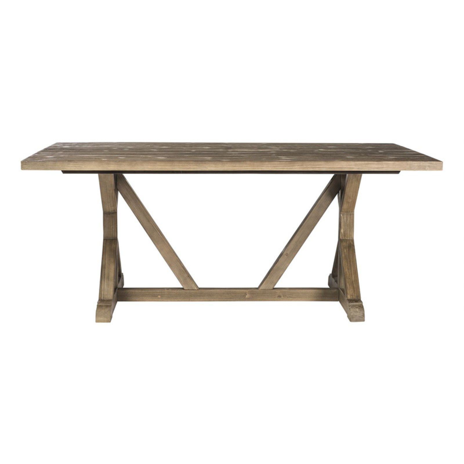 Urban Loft Weathered Gray Zinc-Top Trestle Dining Table