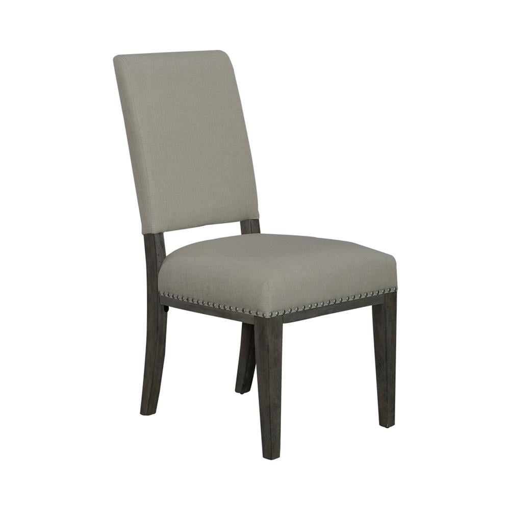 Havana Brown Upholstered Side Chair with Nailhead Trim