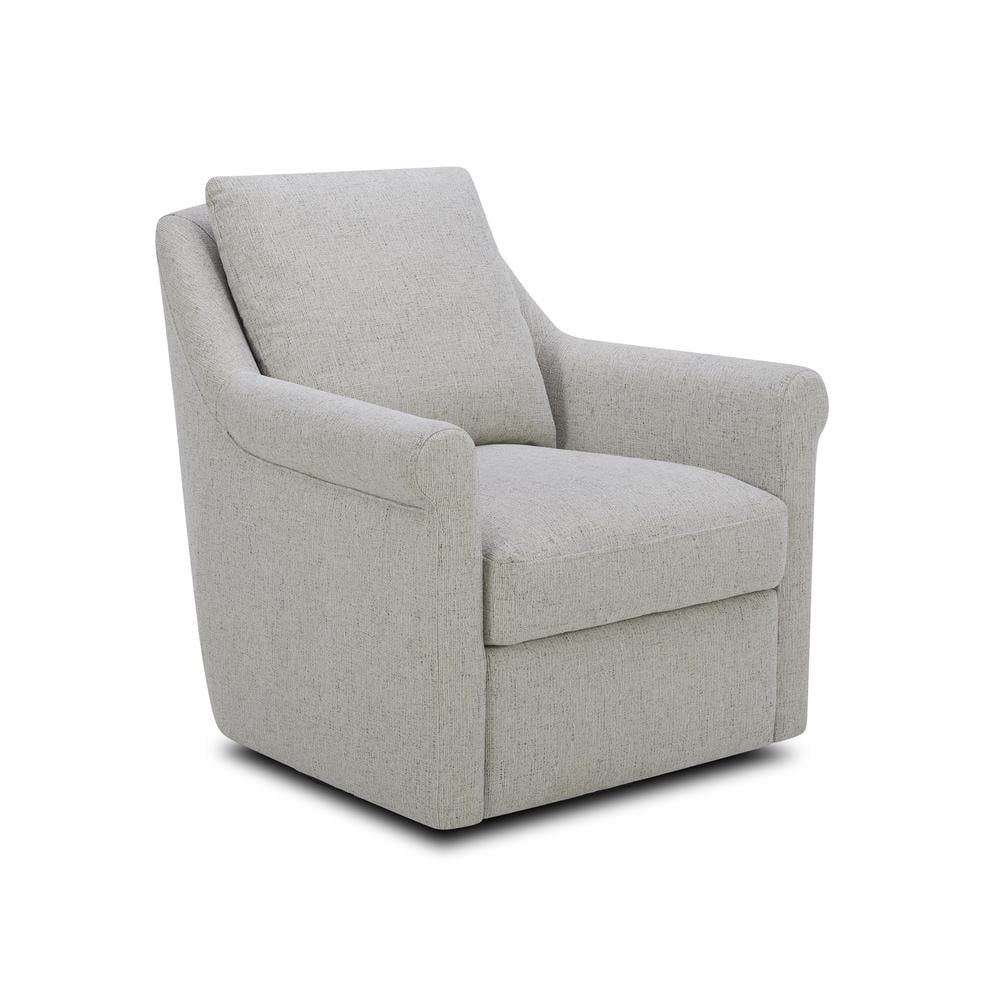 Pebble White Upholstered Swivel Accent Chair