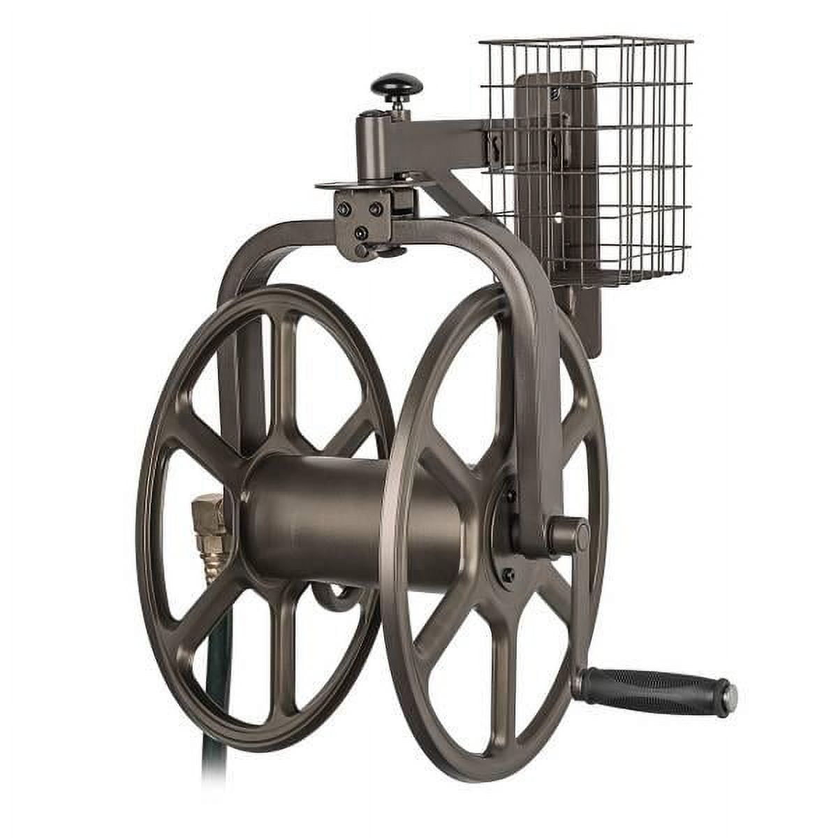 Steel Wall-Mount Garden Hose Reel with Rotating Carriage