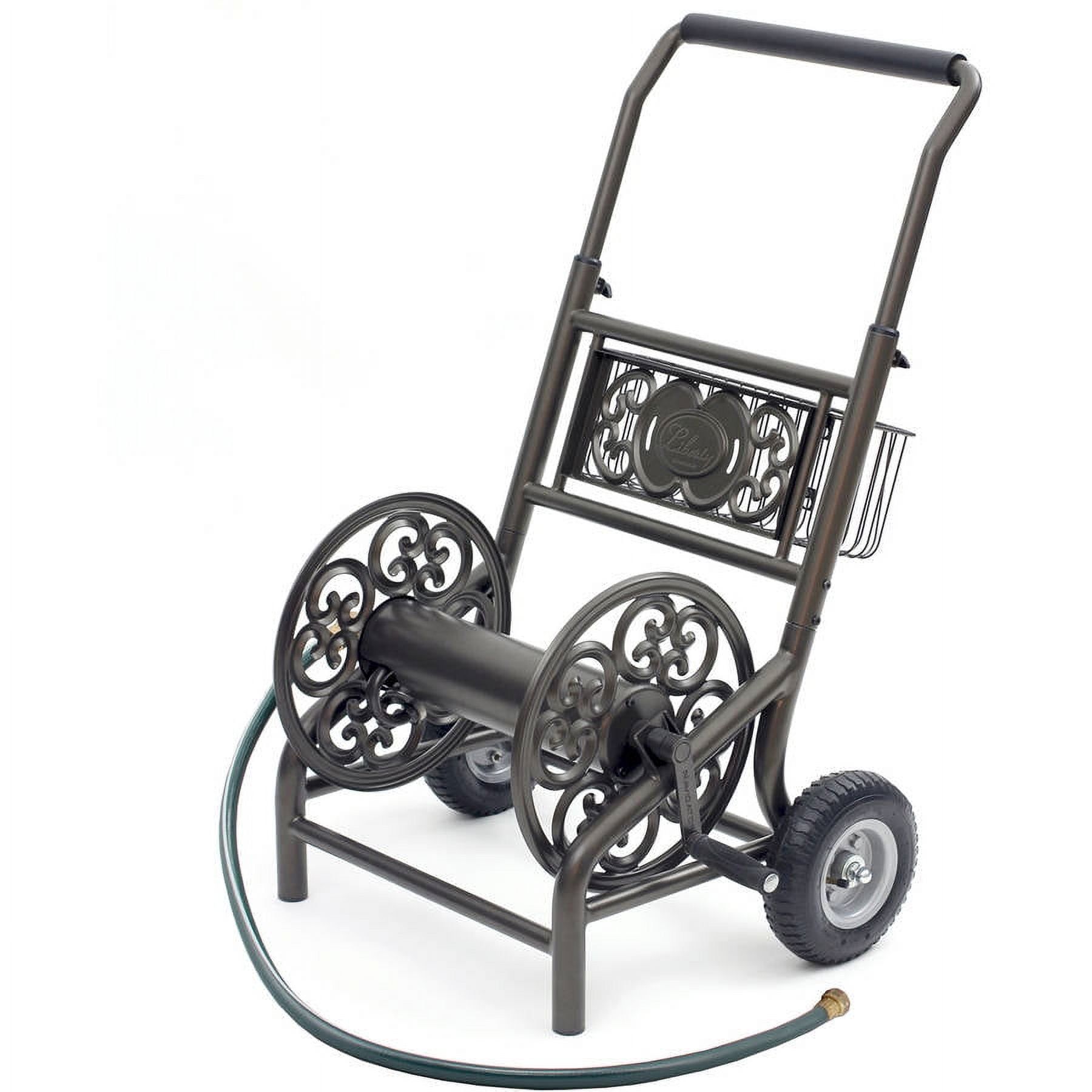 Bronze Steel 2-Wheel Decorative Garden Hose Reel Cart