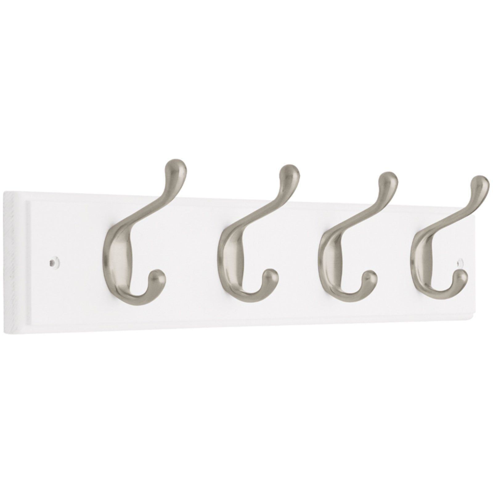 White and Nickel 18" Heavy Duty Coat and Hat Rack