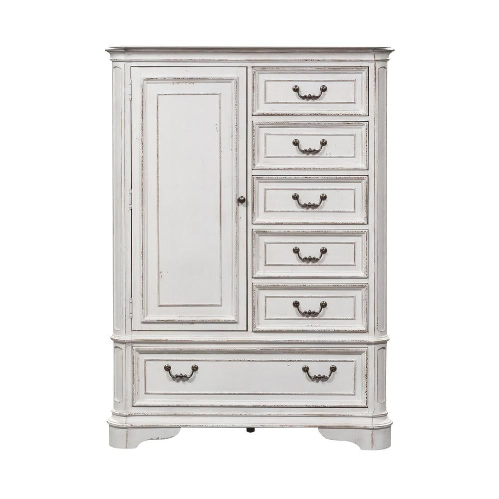 White Traditional 6-Drawer Master Chest with Antique Pewter Hardware