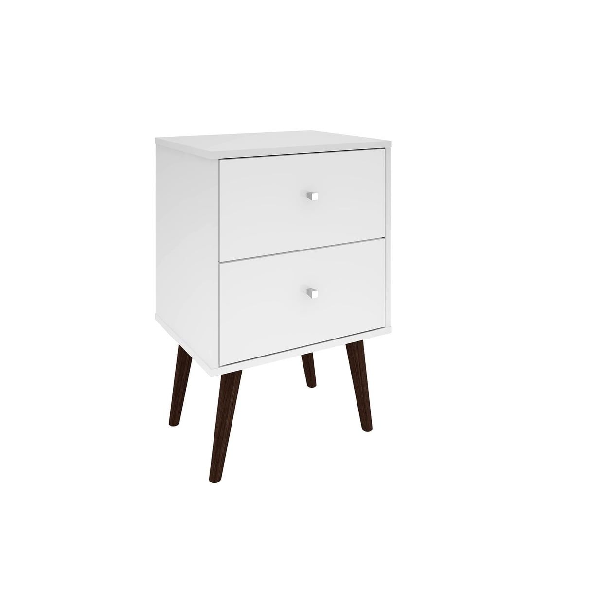 Liberty Solid Wood White & Rustic Brown Mid-Century Modern 2-Drawer Nightstand