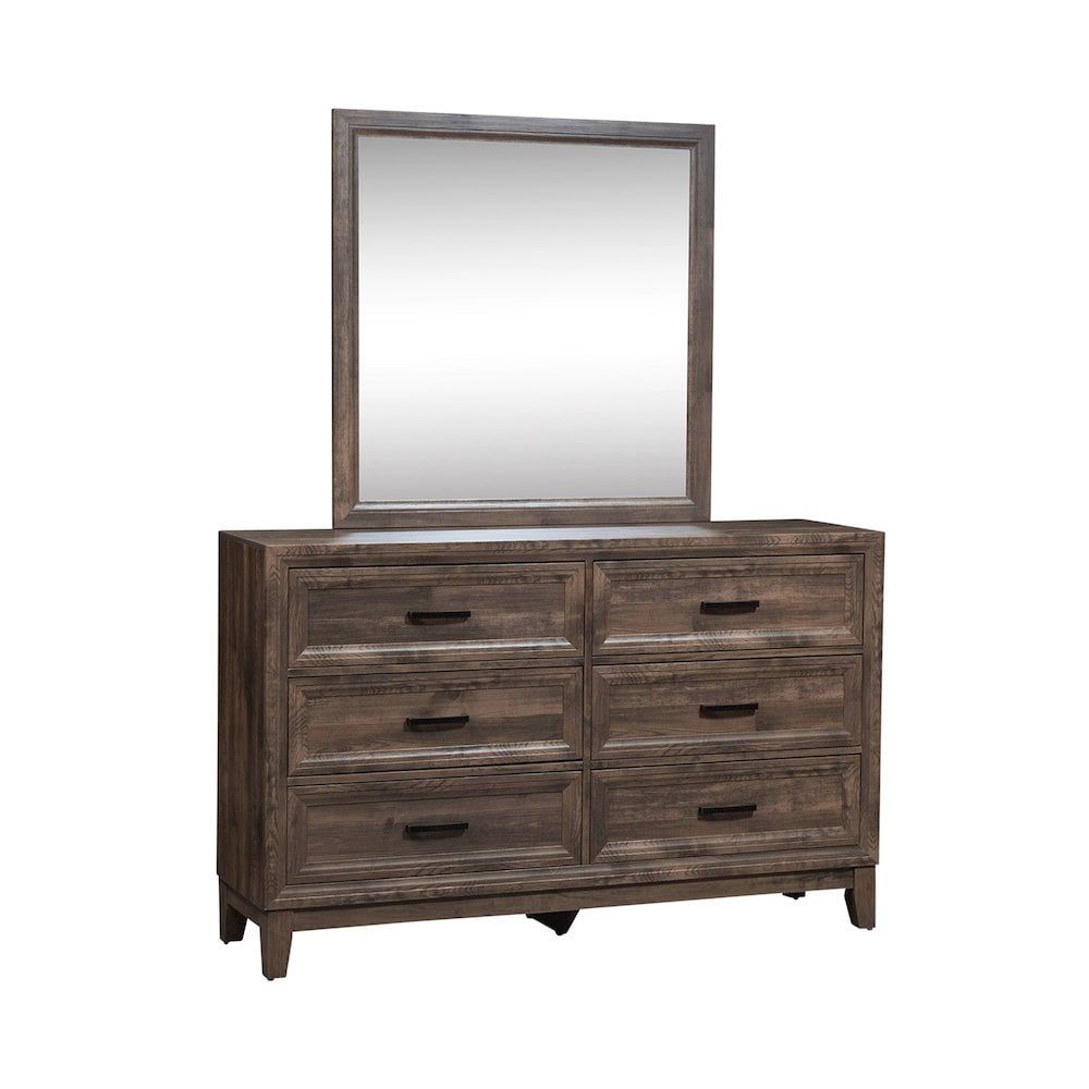 Cobblestone Queen Panel Bed with Dresser and Mirror Set