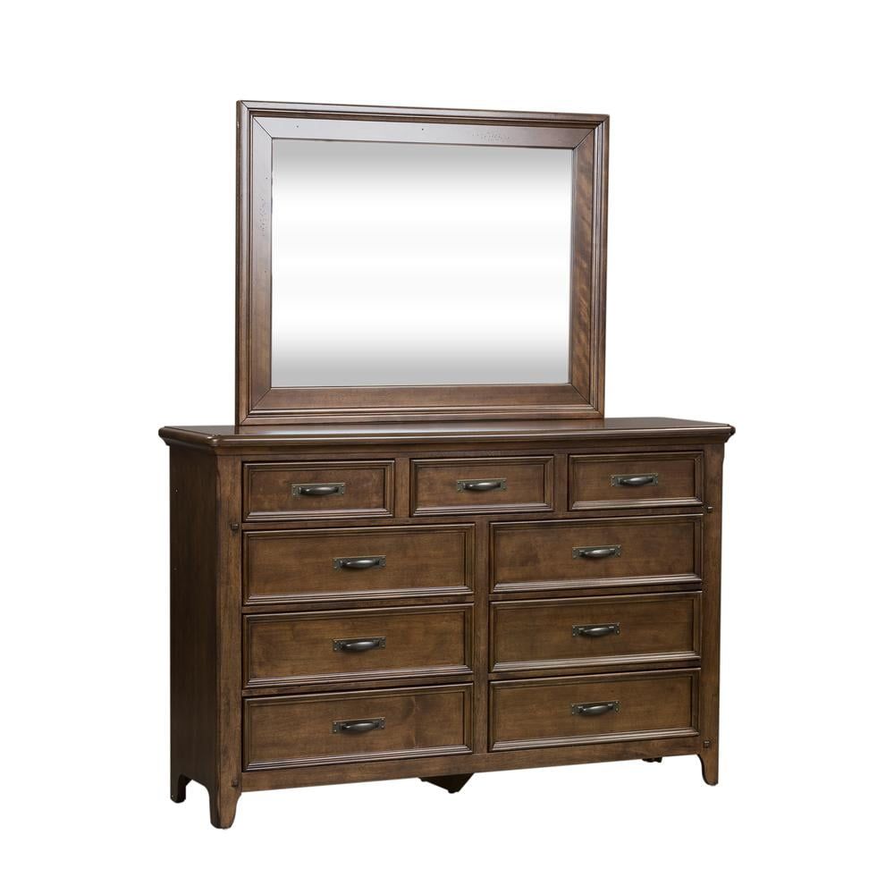 Saddlebrook Dark Brown Dresser with Mirror and Felt Lined Drawers