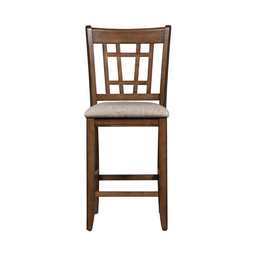 Santa Rosa II Brown Wood Lattice Back Counter Stool