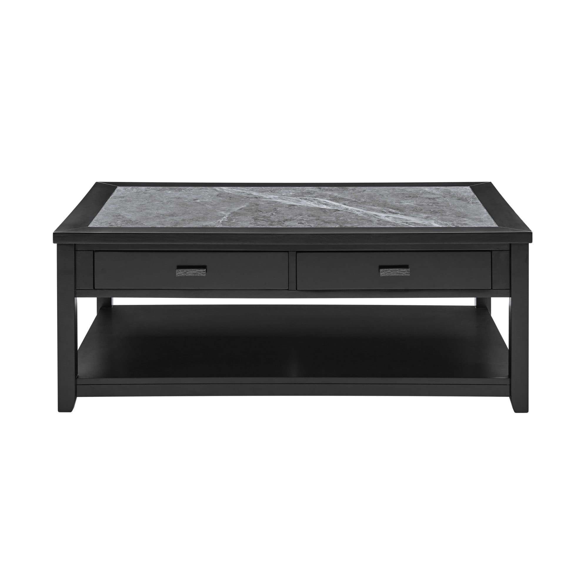 Ebony and Gray Rectangular Wood Coffee Table with Storage