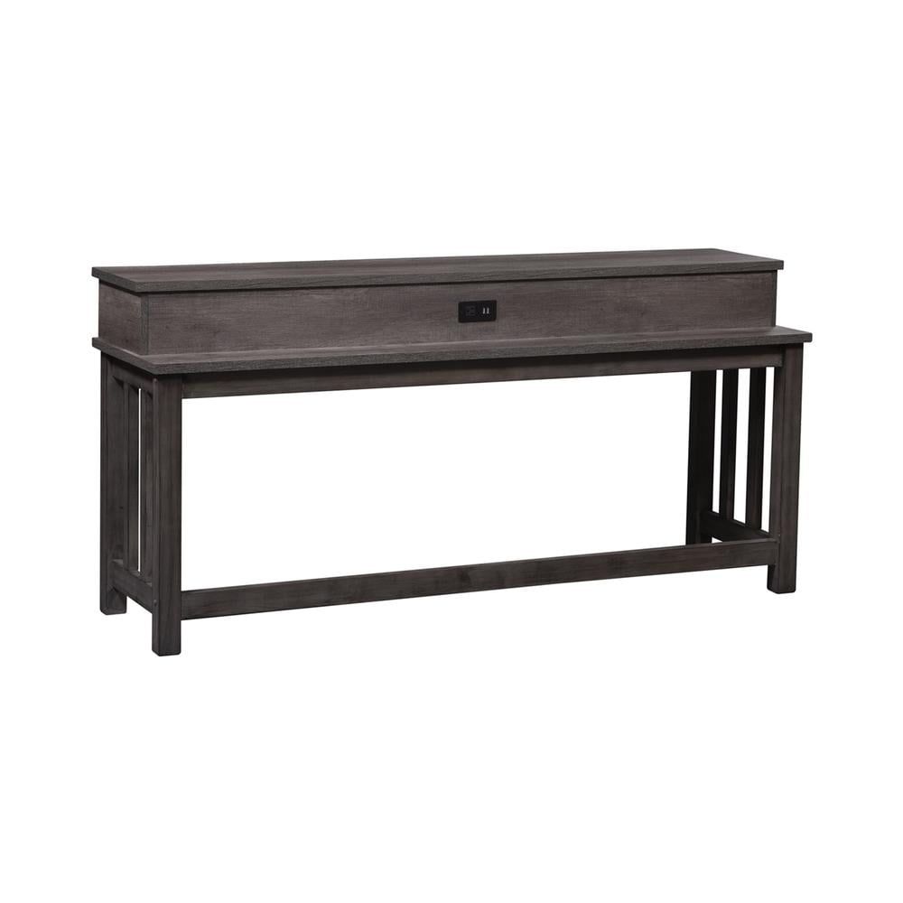 Greystone Finish Rectangular Console Bar Table with Storage