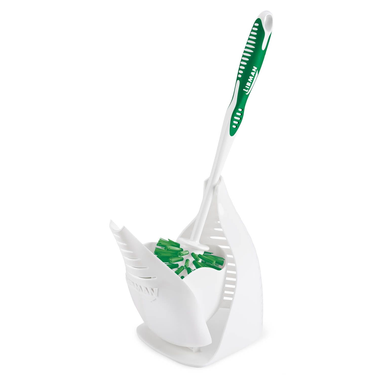 White and Green Polypropylene Toilet Brush with Caddy Set