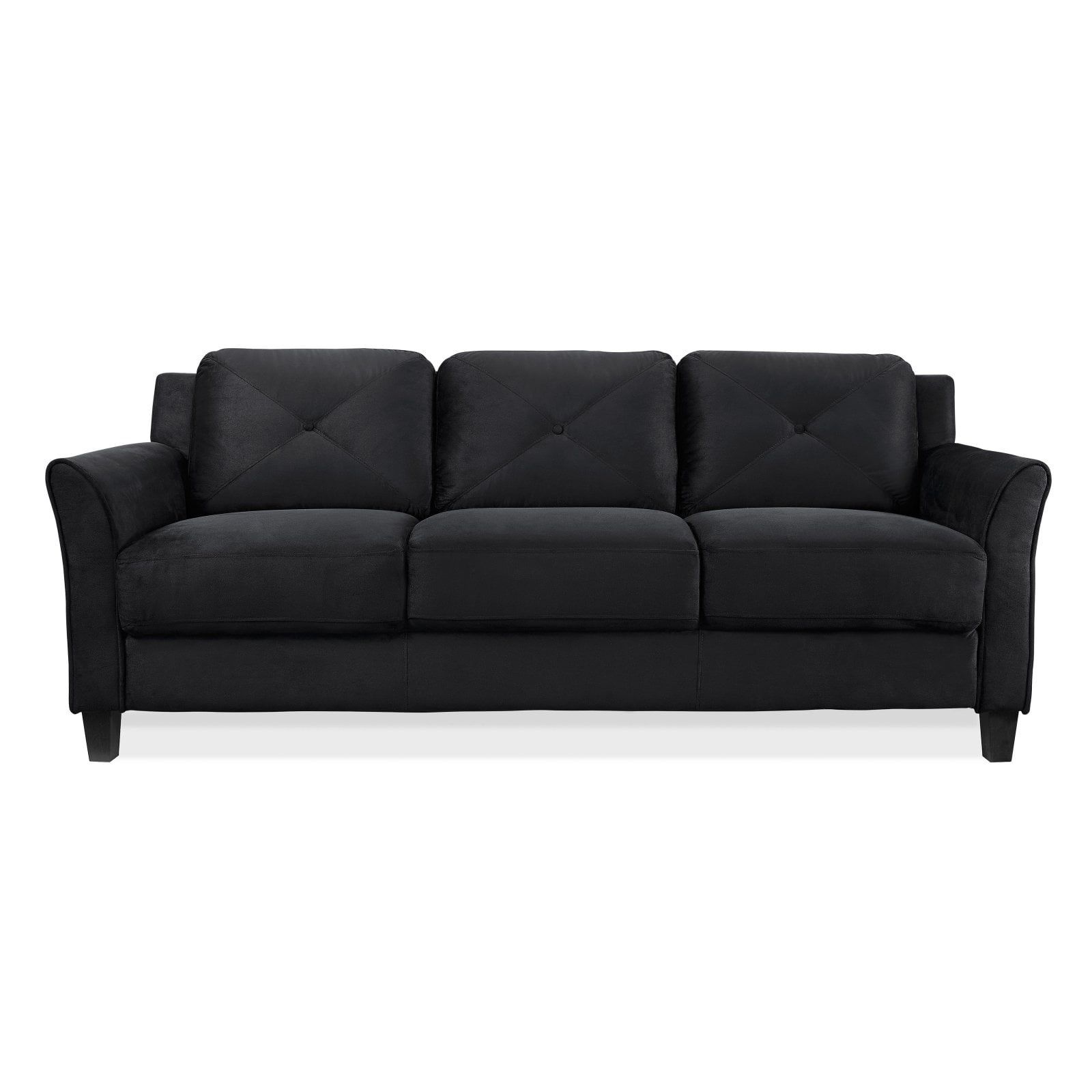 Hartford Black Microfiber 78'' Plush Tufted Sofa with Wood Frame