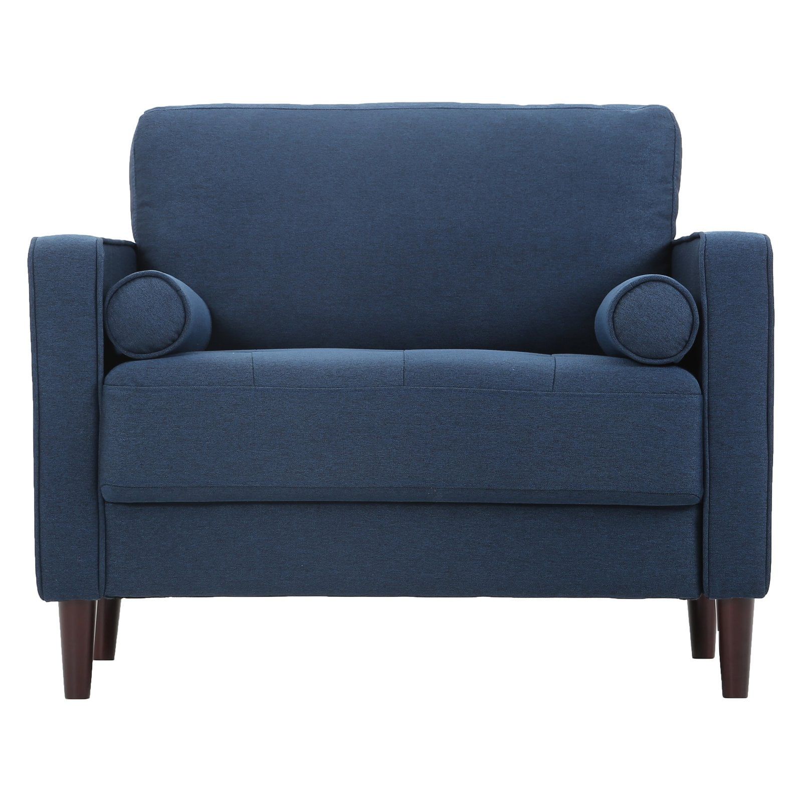 Elegant Navy Blue Microfiber Accent Chair with Wood Legs