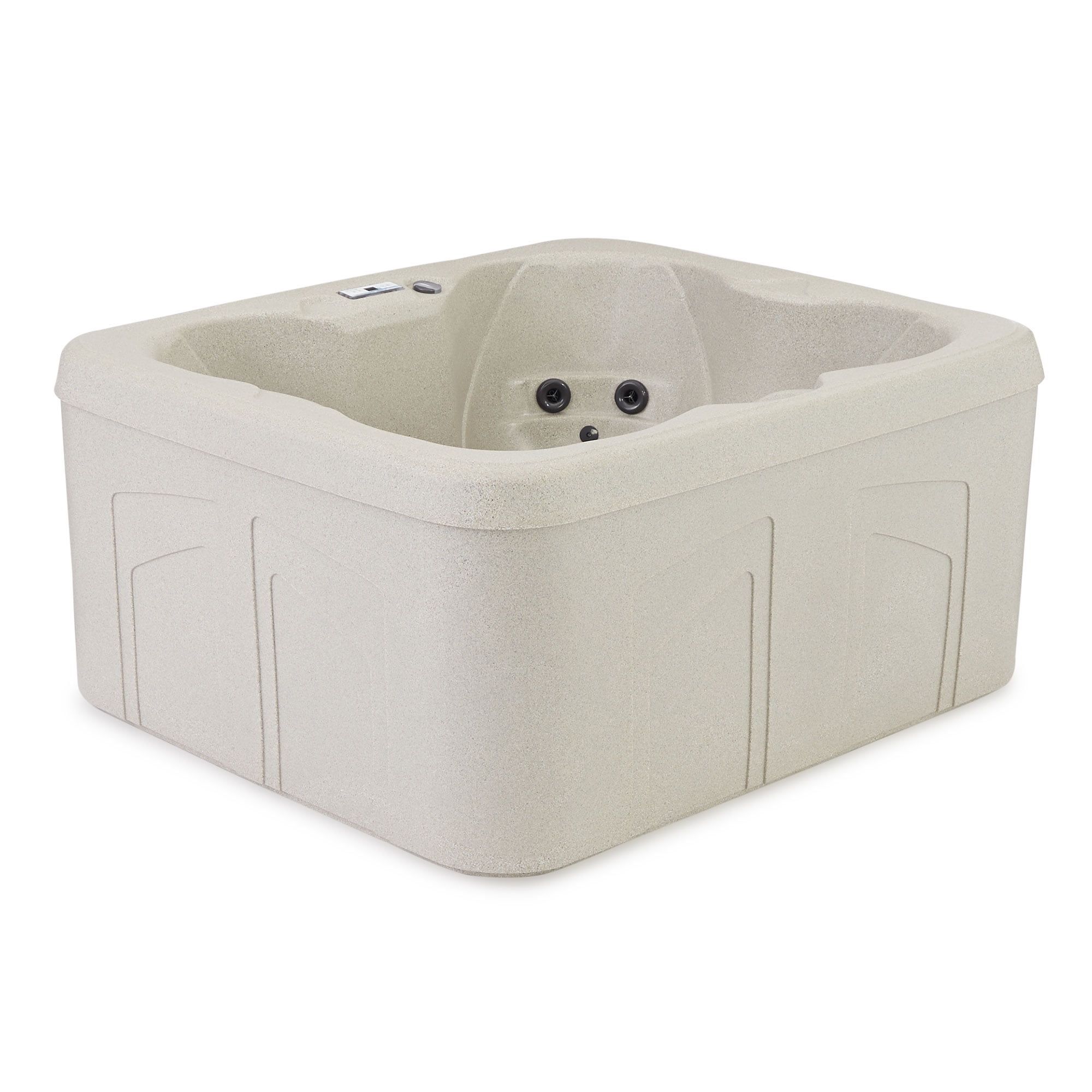 Lifesmart Beige Square 4-Person Plug and Play Hot Tub Spa