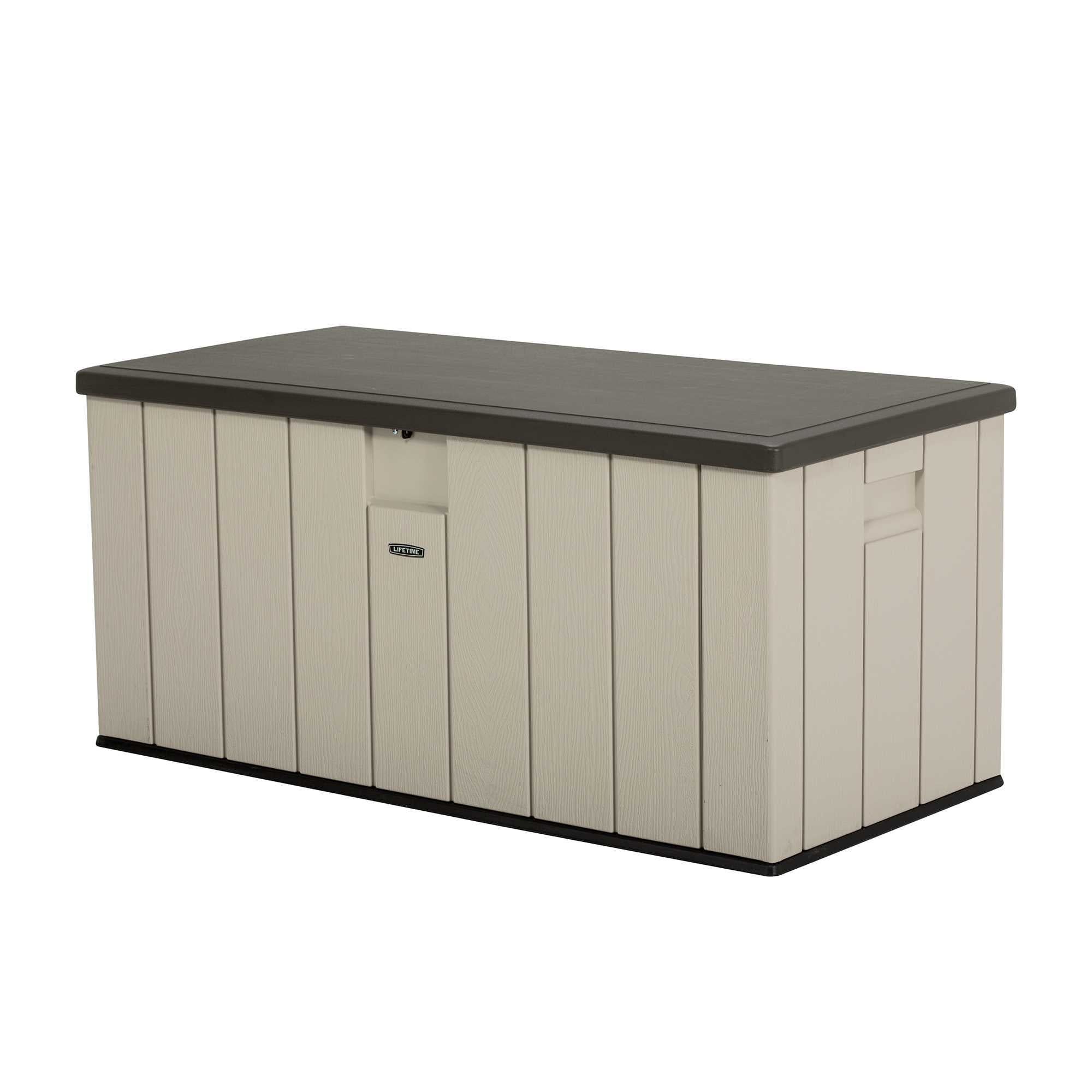 Lifetime 150 Gallon Lockable Beige and Brown Plastic Deck Box