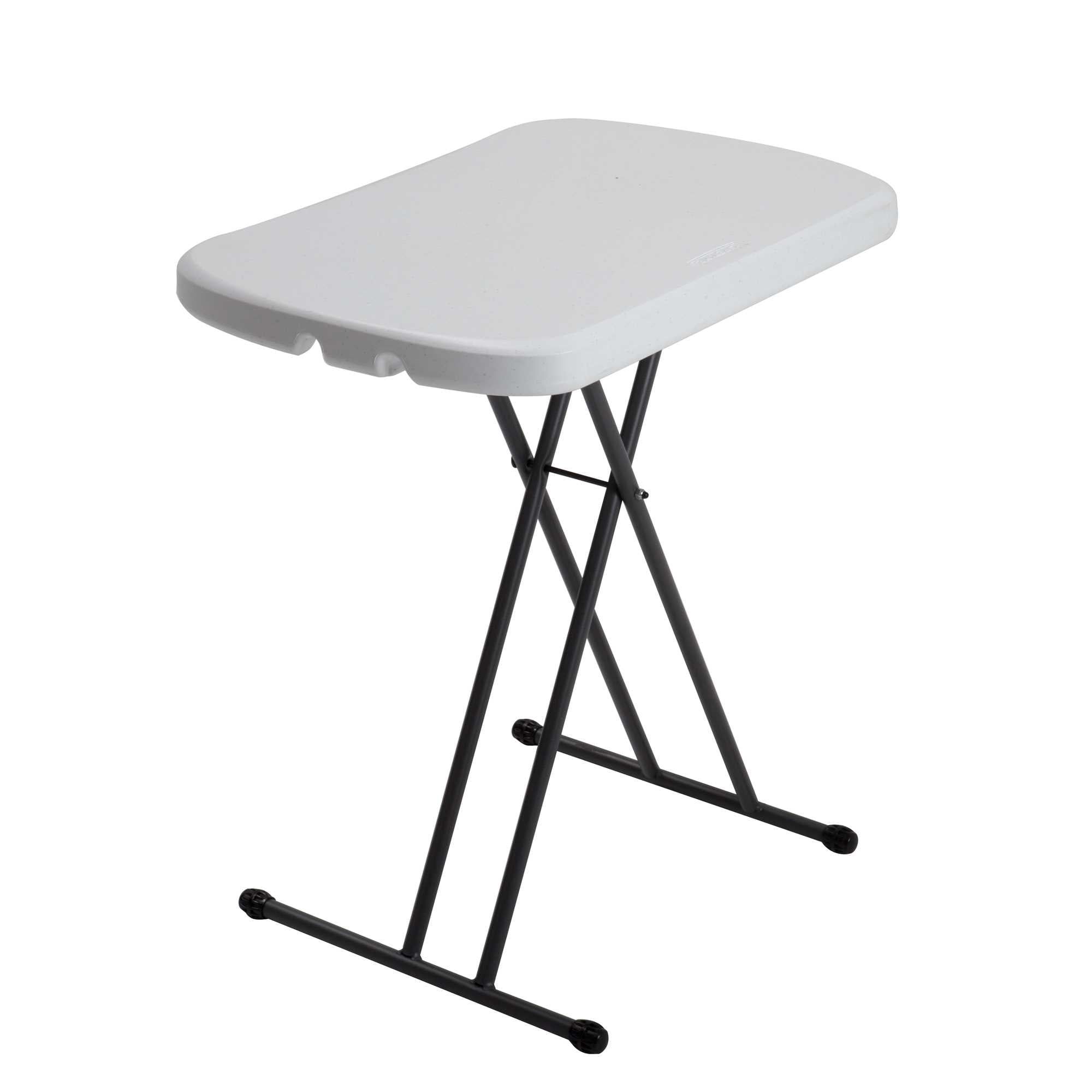 White Granite Adjustable Height Folding Table with Steel Frame