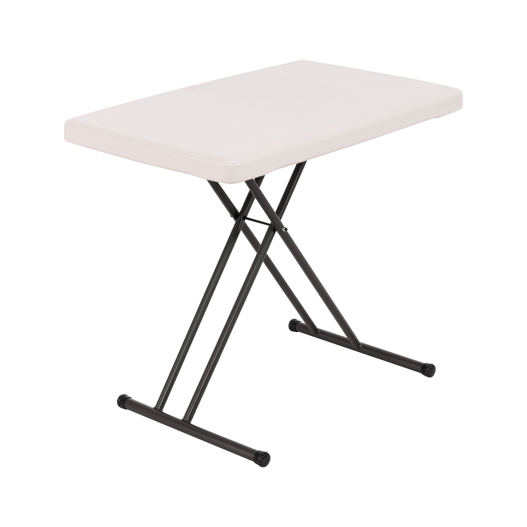 Adjustable Gray Powder-Coated Steel Folding Table with X-Shaped Legs