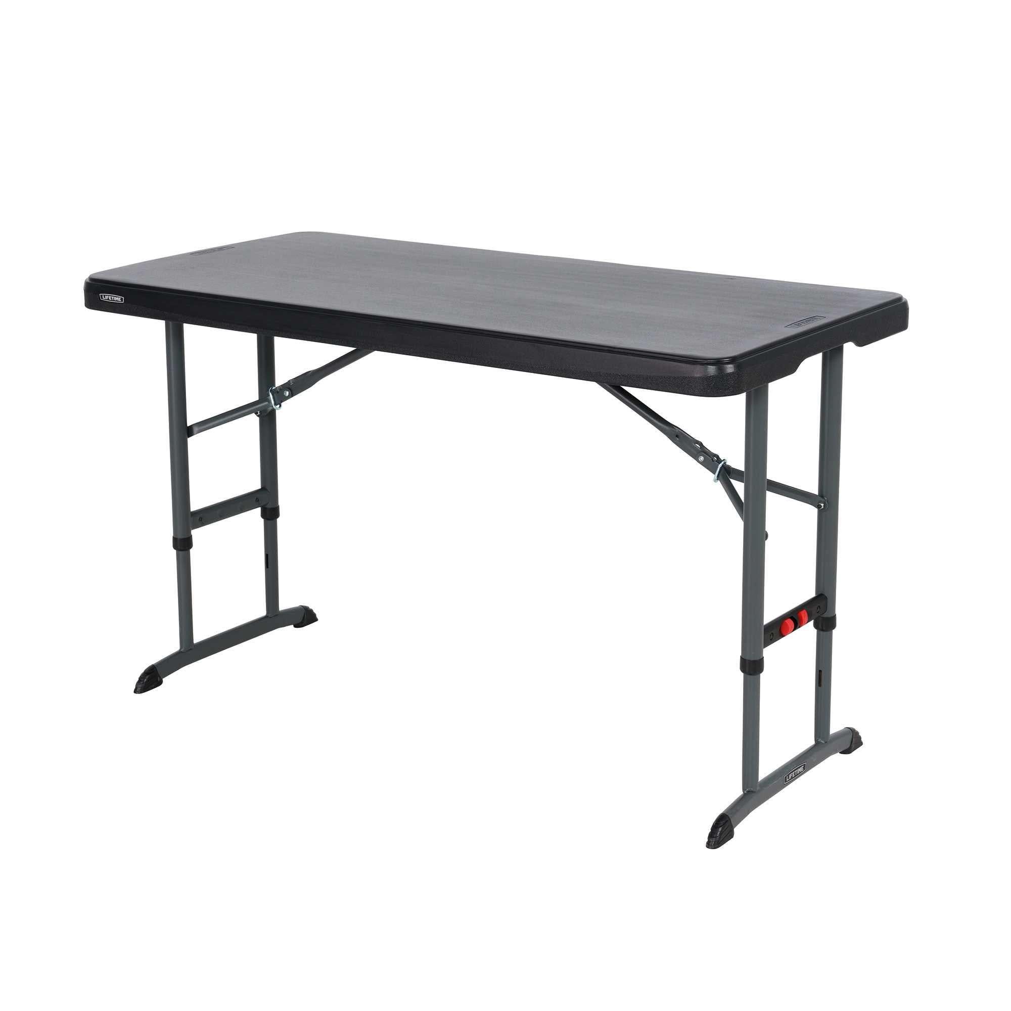 Black 4-Foot Adjustable Height Folding Table