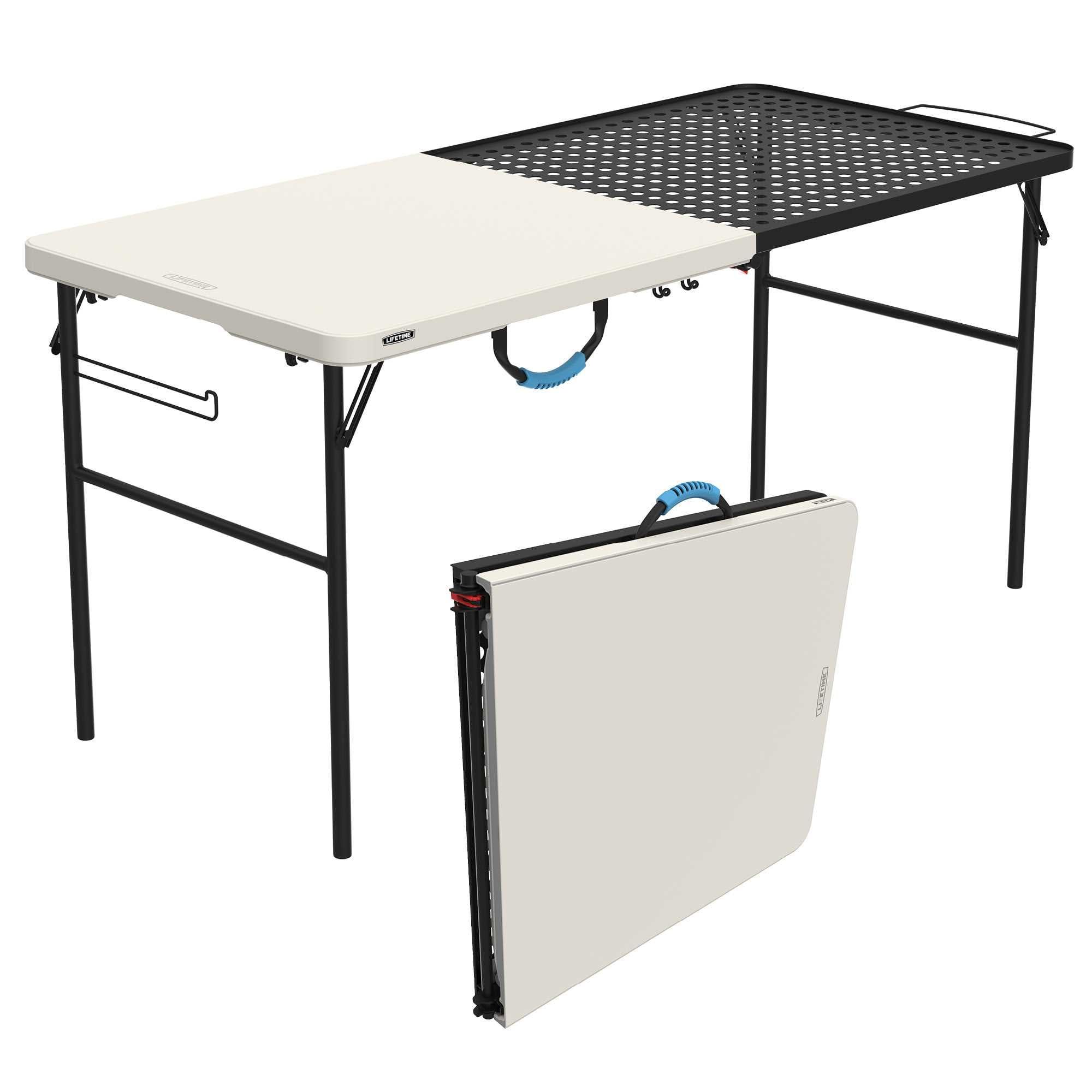 5-Foot White and Black High-Density Polyethylene Folding Table