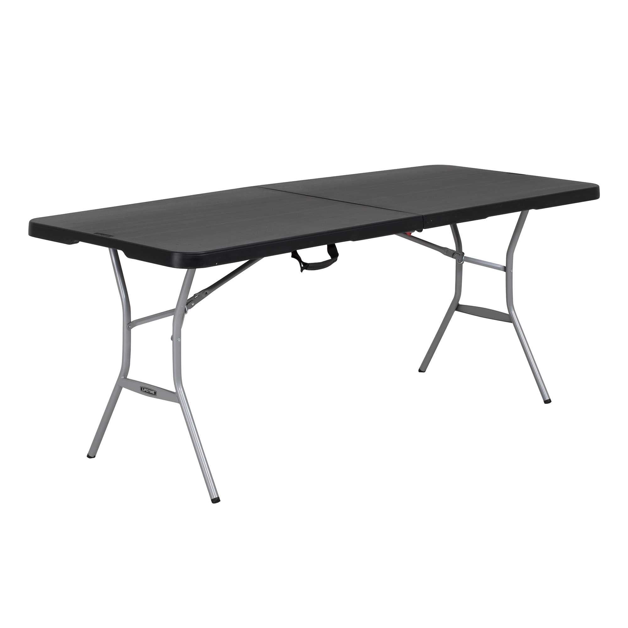 Lifetime 6-Foot Black Fold-In-Half Table with Steel Frame