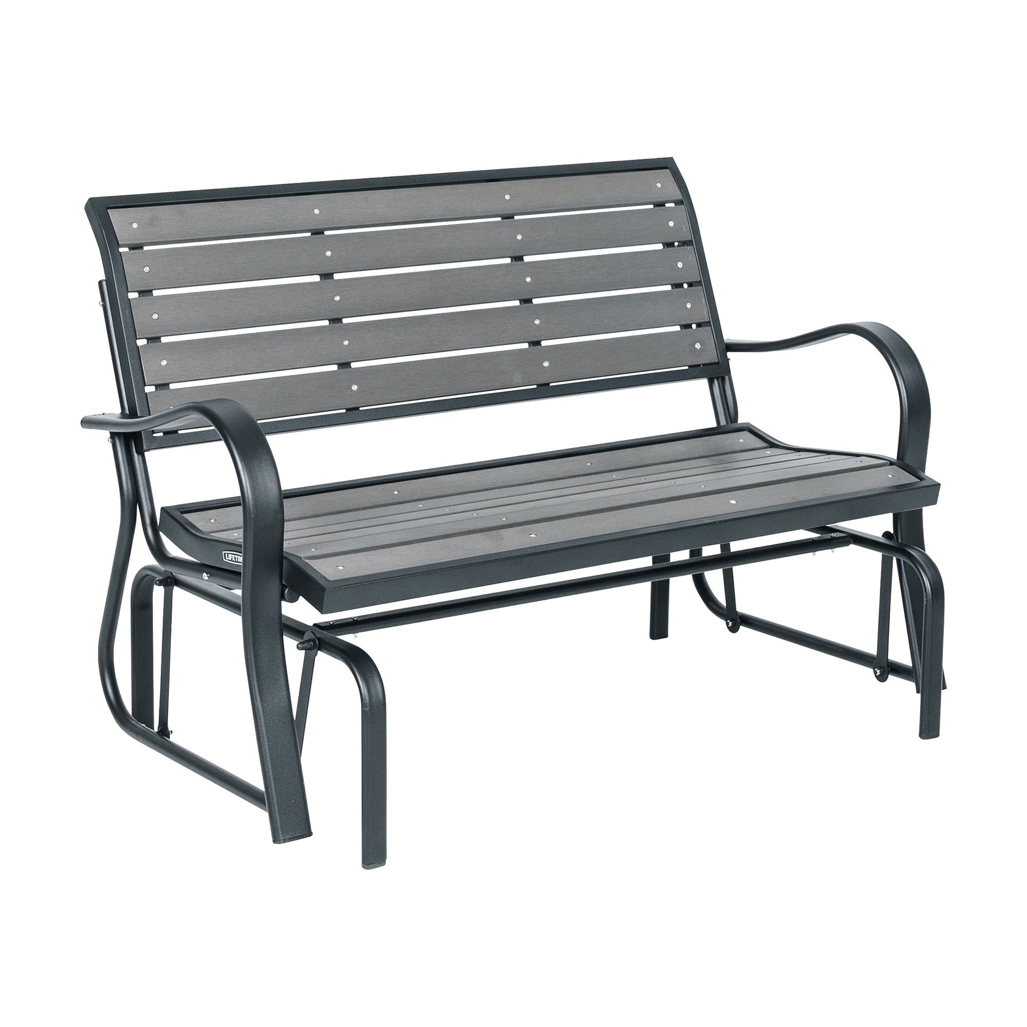 Harbor Gray and Black Polystyrene Outdoor Glider Bench