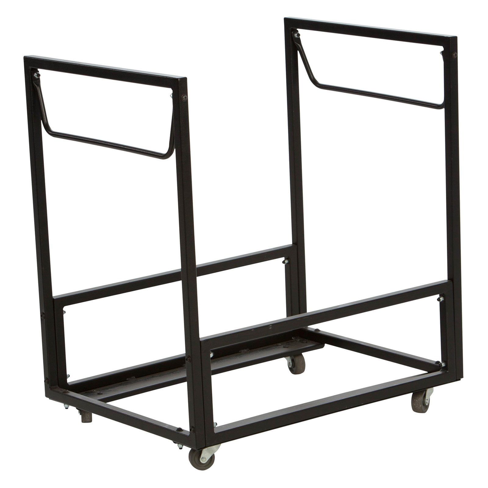 Black Metal Folding Chair Storage Cart with Wheels