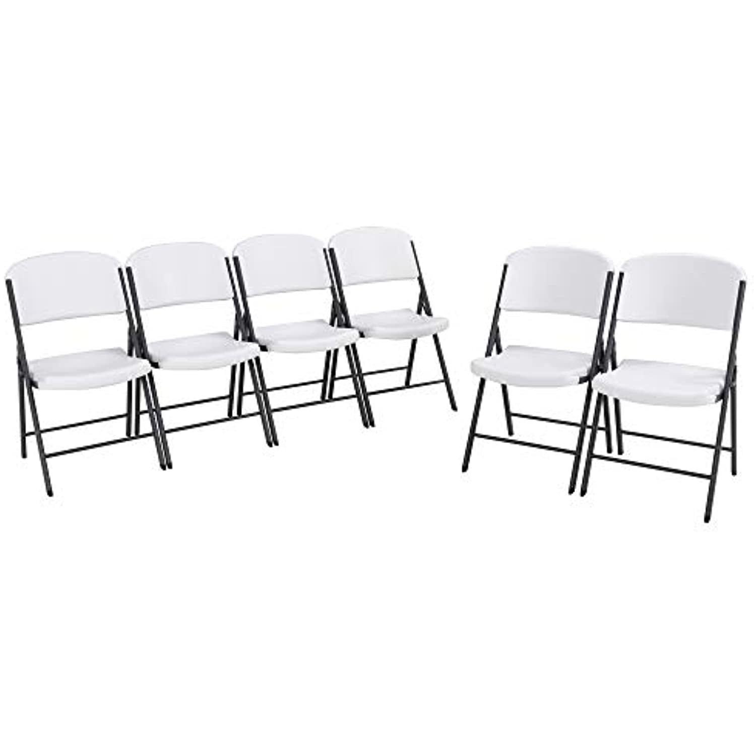 White Granite Plastic and Steel Folding Chairs, Set of 6