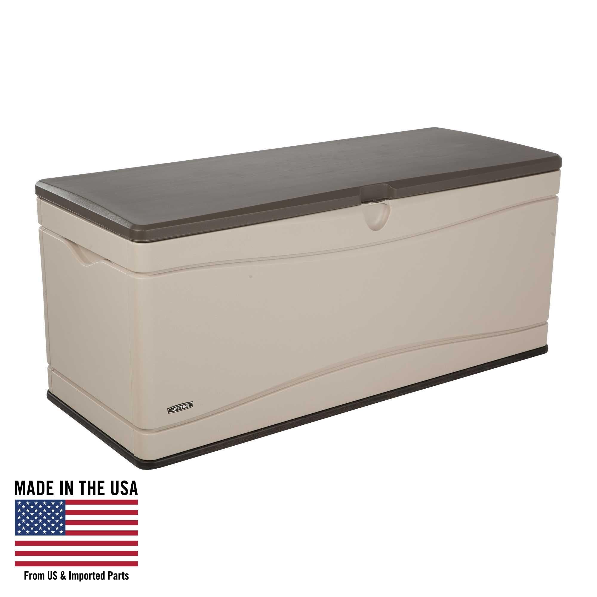 Desert Sand and Brown 130 Gallon Lockable Plastic Deck Box