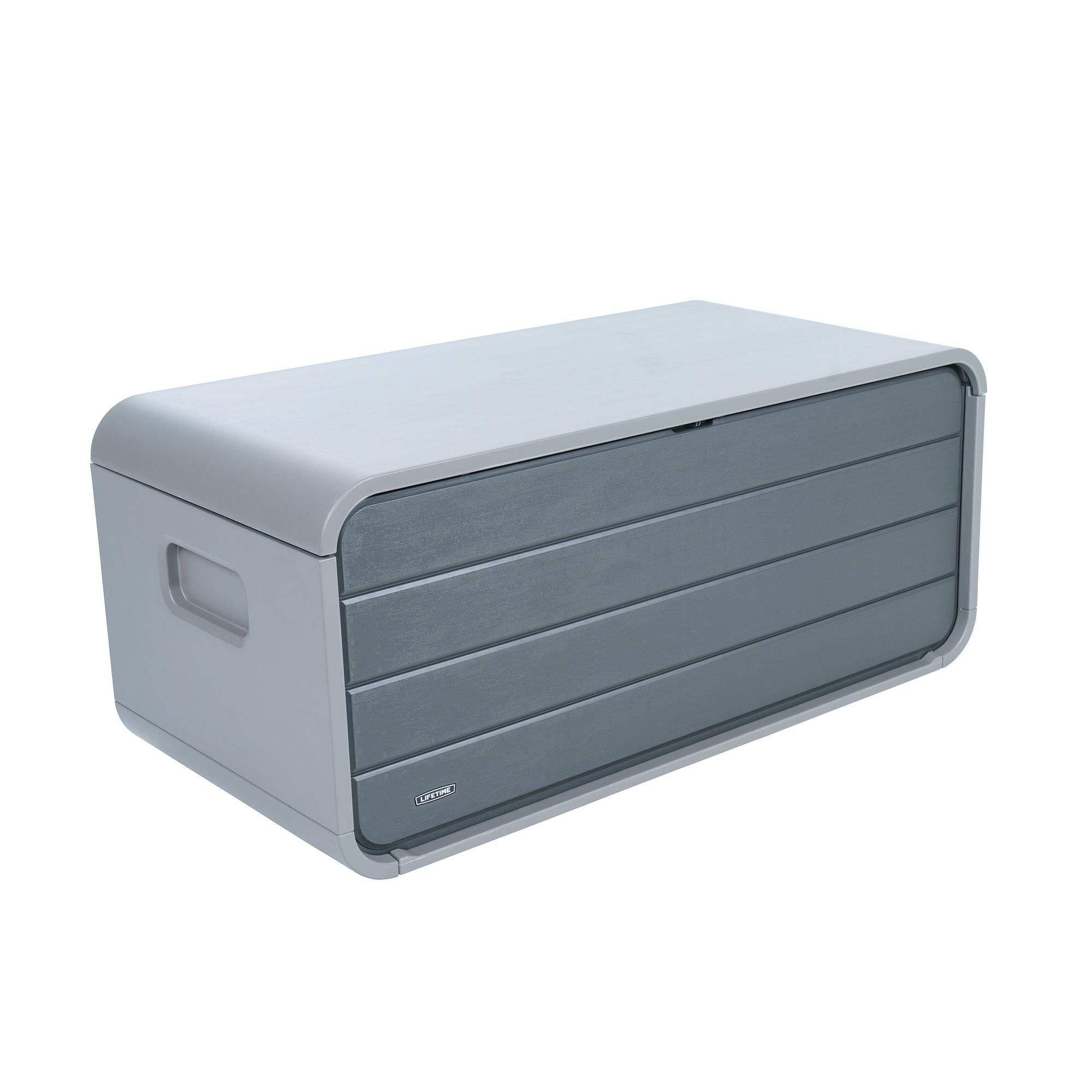 Gray Lockable Plastic Outdoor Storage Deck Box, 136 Gallon