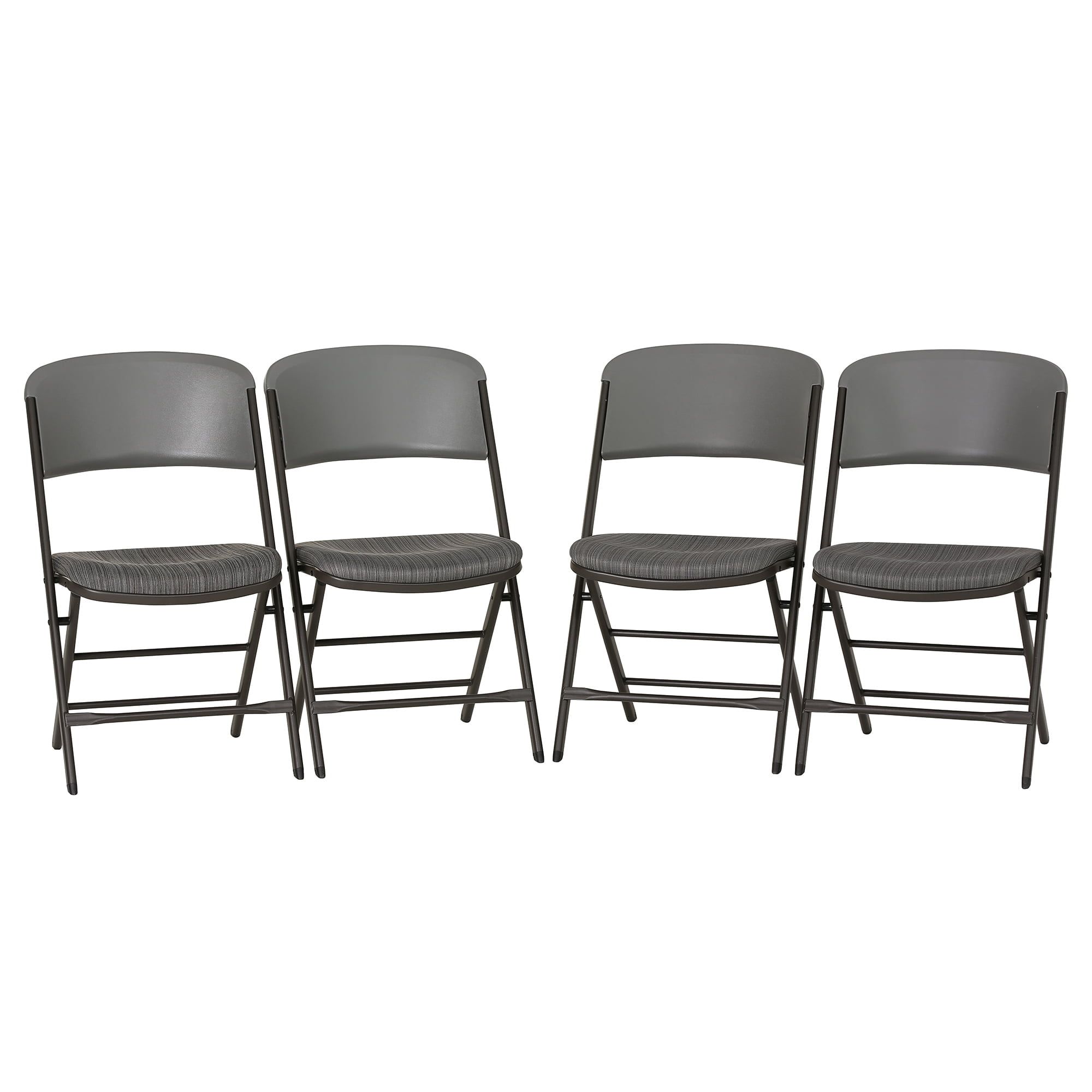 Urban Gray Padded Folding Chairs with Steel Frame, 4-Pack